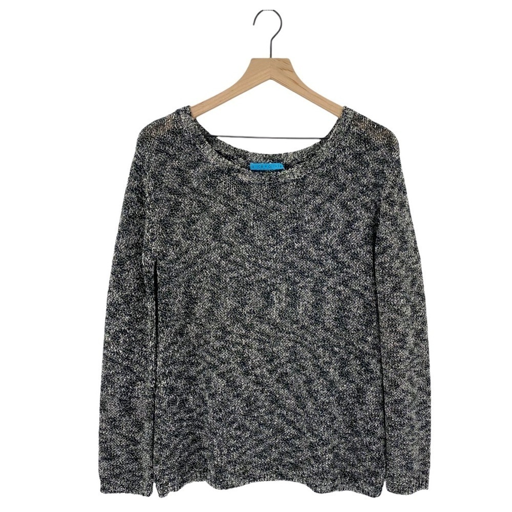 Alice + Olivia Marled Gold Shimmer Knit Pullover Sweater Small